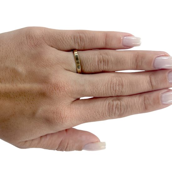 Par Aliança Ouro 3mm | Quadrada Chanfrada - Imagem 2