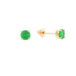 Brinco Ouro 18K Pedra Esmeralda Natural