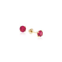 Brinco Ouro 18K Pedra Rubi Natural