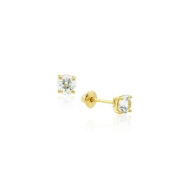 Brinco Ouro 18K Pedra Topázio Branco