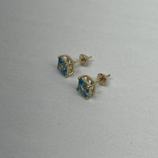 Brinco Ouro 18K Pedra Topázio Azul - Imagem 3