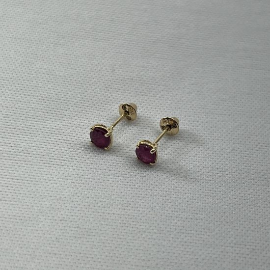 Brinco Ouro 18K Pedra Rubi Natural - Imagem 3