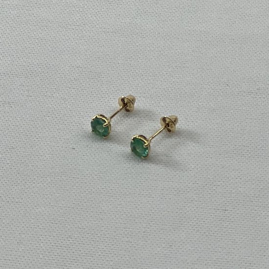 Brinco Ouro 18K Pedra Esmeralda Natural - Imagem 3