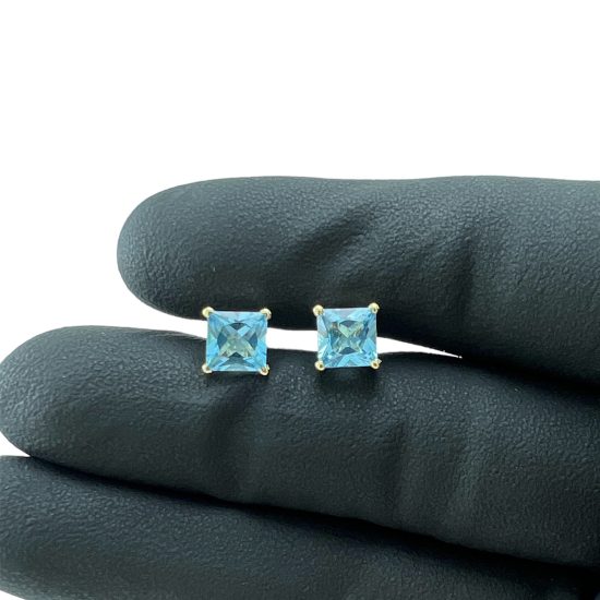 Brinco Ouro 18K Pedra Topázio Azul - Imagem 2