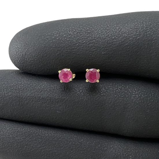 Brinco Ouro 18K Pedra Rubi Natural - Imagem 2