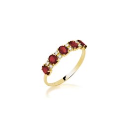 Anel Ouro 18K Rubi Natural e Brilhantes