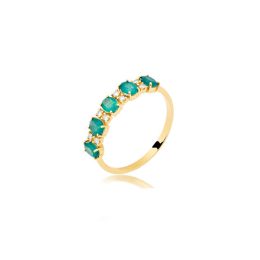 Anel Ouro 18K Esmeralda Natural e Brilhantes