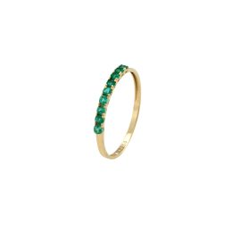 Anel Meia Aliança Ouro 18K Esmeralda Natural