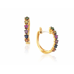 Brinco Ouro 18K Pedras Naturais