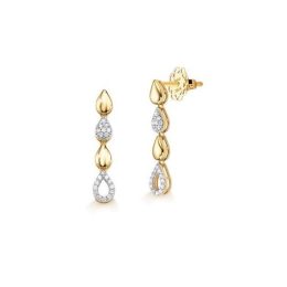 Brinco Ouro 18K Gotas com Zircônias