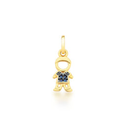 Pingente Ouro 18K Menino Cravejado Zircônias Azul