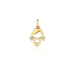Pingente Ouro 18K Menina Cravejada