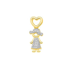 Pingente Ouro 18K Menina Cravejada